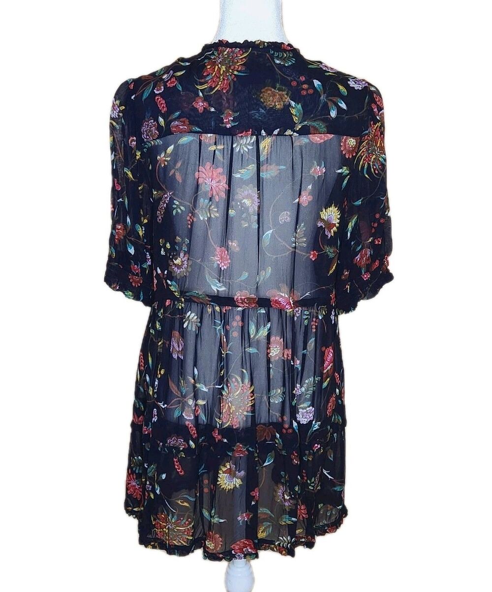 Anthropologie Salzburg Sheer Floral Tunic Boho Fairycore Puff Sleeve Blouse M - Picture 5 of 14